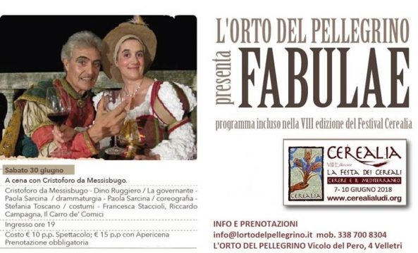 CEREALIA: A cena con Cristoforo da Messisbugo il 30 giugno presso L’Orto del Pellegrino a Velletri
