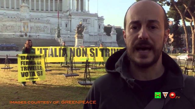 GREENPEACE in azione davanti all’Altare della Patria: L’Italia non si trivella – www.HTO.tv
