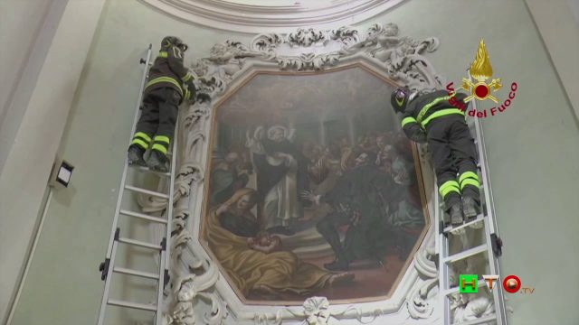 Vigili del Fuoco – Camerino – Recupero opere d’arte Tempio di Santa Caterina – www.HTO.tv